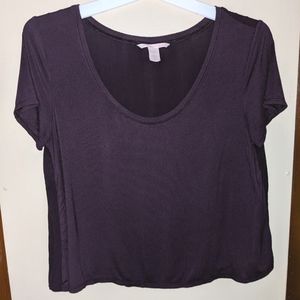 Victoria's Secret Crop Top Sleep Shirt Dark Purple Plum Color Size Medium